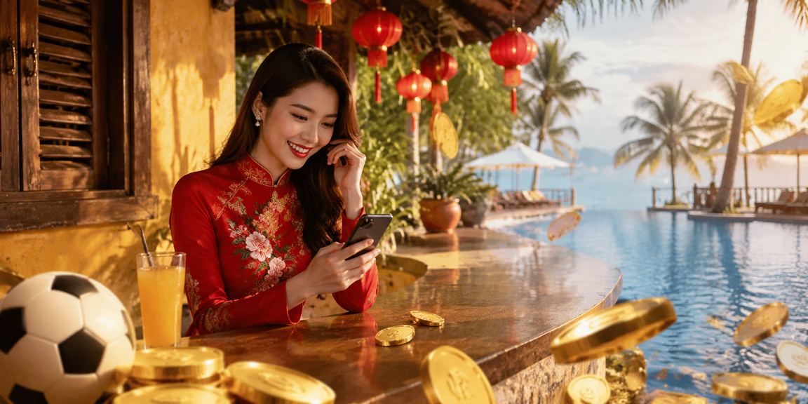 Người chơi sử dụng thiết bị di động ở Hội An để truy cập tiền thưởng trên 18tube